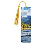 White Clouds and Flowing Rivers Unique Double-Sided Artwork Printed Wooden Bookmarks, Artistic Book Accessories Birthday Presents for Men Women Presents for Book Lovers