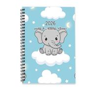 White Clouds and Stars 2026 Planner A5 To Do List Notebook Agenda Diary for Men 2026 Planner Diary for Travel Week To View Monthly Year with Dotted Line Note Page Slim