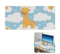 White Clouds and Stars Desk Pad Non-Slip Keyboard and Mouse Mat with Smooth Surface Pu Leather Desk Mouse Pad 90X42 CM Mousemat Office Decor Office Gifts Mousepad Gaming for School Home Table