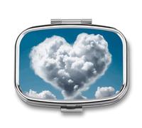 White Clouds are Like A Heart Pill Box Cute Square Pill Case Portable Medicine Tablet Vitamin Holder Organizer for Purse Pocket