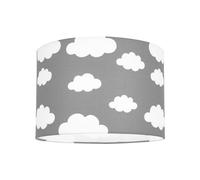 Happy Homewares White Clouds Children's/Kids Grey Cotton Fabric Bedroom Lamp or Pendant Shade