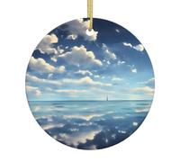 White Clouds Over The sea A 2.9-inch Ceramic Christmas Ornament with a Printed Pattern Perfect for windowsills porches and Living Rooms