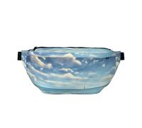 White Clouds Over The Sea Crossbody Waist Bag.Large Capacity, Waterproof And Dustproof, Secure Zipper, Suitable For Travel And Outdoor Activities.