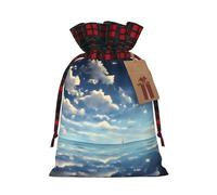 White Clouds Over The Sea Holiday Printed Drawstring Pouch S, Lightweight Drawstring Bag For Storage And Wrapping