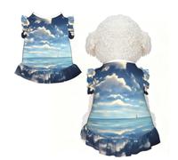 White clouds over the sea L Pet Apparel for Small Dogs-Cute Summer Outfit for Puppy, Soft Breathable Pet Clothes for Cat