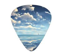 White clouds over the sea Patterned Guitar Picks, 12-Piece Set, Suitable for Bass and Electric Guitar Playing, Ideal for Beginners