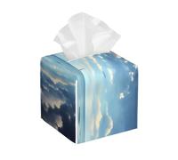 White clouds over the sea Print Leather Tissue Box Cover - Foldable Organizer for Bathroom, Living Room, Office, Car - Easy Storage