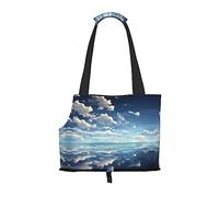 White clouds over the sea Printed pet shoulder bag for going out - small dog and cat dual-purpose shoulder bag