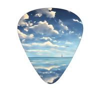 White clouds over the sea Printed pick set - 12 pieces, thin, medium and thick guitar picks, suitable for guitar, bass, electric guitar and ukulele