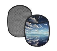 White clouds over the sea Printed Silicone Insulation Mat Set Suitable for Table Mat/Oven Mat/Camping BBQ