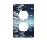 White Clouds Over The sea Printed Wall Plate PC Material Impact Resistant UK Standard Heat Resistant Residential Commercial