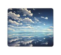 White Clouds Over The Sea Square Waterproof Non-Slip Rubber Base Mouse Mat for Office Laptop,Laptop Wireless Mouse Home Office Travel 7.9 X 9.5 in