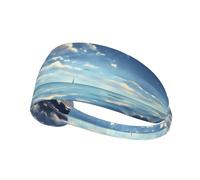 White clouds over the seaPrinted headband, unisex, suitable for daily face washing, makeup application, yoga, and exercise.
