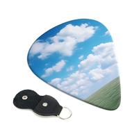 White Clouds Sky 6 Pack Guitar Picks With Holder, Personalized Guitar Plectrums Non-Slip Portable Ukulele Bass Picks 0.96mm For Acoustic Guitar Lovers Gifts