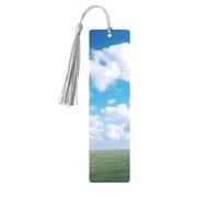 White Clouds Sky Metal Bookmarks with Tassel,Cool Book Markers for Reading Women, Men,Aluminum Hanging Ornament Fancy Handmade Craft Reading Accessories Gift for Book Lovers M