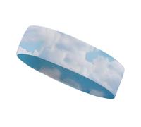 White Clouds Sky Sports Sweatband 15" Polyester Hairband Absorbent Quick-Dry Headband for Running, Yoga