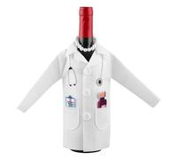 White Coat Wine Bag, Felt Nurse White Coat Wine Bottle Cover with Syringe Necklace Thermometer Funny Wine Wrapping Clothes Cover Nurse Practitioner Gifts for Male Female Graduation