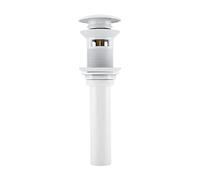White Coating Brass Pop Up Drain Stopper with Overflow Hole, Kitchen Bathroom Basin Sink Drain Tool, Durable Push Button Drainer for Ceramic Washbasins and Tubs