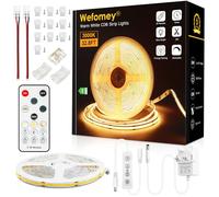 White COB Led Strip Lights with RF Remote, 10m Dimmable Ultra Bright 3000K Warm White LED Strip, Adhesive Indoor LED Lights for Bedroom, Kitchen, Under Cabinet DIY Lighting, 1 Roll of 10m