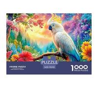White Cockatoo in Vibrant Floral Forest 1000-Piece Jigsaw Puzzle Parrot Classic & Challenging, Gift for All Ages 70x50cm/1000pcs