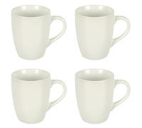 White Coffee Mugs Set of 4, 350ml Stoneware Tea Cups, Matt Finish, Matching Colour Interior, Dishwasher Safe, Neutral Kitchen Colours, for Coffee, Tea, Family Breakfasts & Entertaining