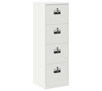 White Cold Rolled Steel Filing Cabinet with 4 Drawers and Cam Locks 45.5 x 42 x 139 cm, Metal Storage for Office, Space-saving, Rustproof, Modern Design