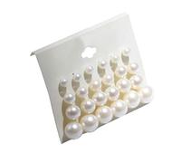 White Color Assorted Green Glossy Imitation Pearl Round Ball Stud Earrings Exquisite Artificial Pearl Earring 12Pairs White Useful and Fashion
