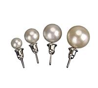 White Color Assorted Green Glossy Imitation Pearl Round Ball Stud Earrings Exquisite Artificial Pearl Earring 12Pairs White Durability