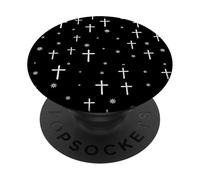 White Color Cross Pattern Gothic Aesthetic Christianity PopSockets Adhesive PopGrip