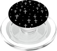White Color Cross Pattern Gothic Aesthetic Christianity PopSockets PopGrip for MagSafe