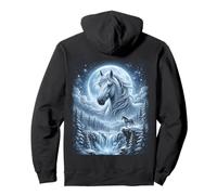 White Color Horse Moon Winter Forest Mystical Stallion Pullover Hoodie