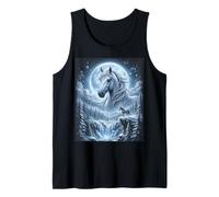 White Color Horse Moon Winter Forest Mystical Stallion Tank Top