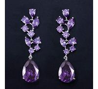 White Color Red Dark Blue 5.7cm Long Water Drop Cubic Zirconia Wedding Earrings for Brides
