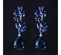 White Color Red Dark Blue 5.7cm Long Water Drop Cubic Zirconia Wedding Earrings for Brides