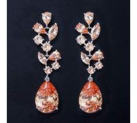 White Color Red Dark Blue 5.7cm Long Water Drop Cubic Zirconia Wedding Earrings for Brides