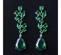 White Color Red Dark Blue 5.7cm Long Water Drop Cubic Zirconia Wedding Earrings for Brides