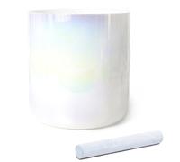 White Colored Crystal Singing Bowl with Suede Mallet & O-ring, Quartz Chakra Sound Bowl for Yoga Meditation & Release Pressure(440Hz,7 inch A Note)