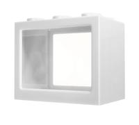 (White) Colorful Clear Mini Fish Tank Aquarium LED Light Office Desktop Ornament Decor