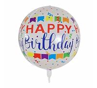 White Colourful Birthday 4D Foil Balloon, 55cm