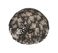 White Common Tiger Butterfly Waterproof Shower Cap,Elastic Bathing Hair Cap Environmental Protection Hair Bath Caps, Double WaterproofBathing Shower Hat