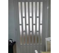 White Concertina Bifold Door with Hardware Kit - 28-80in Width Acrylic rts Privacy Divider for Pantry or Closet - Ideal for Space-Saving Solutions (57x80in)