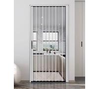 White Concertina Folding Doors Room Divider, Clear Pleated Accordion Partition with Lock for Bathroom Doorway, Internal Security