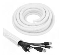 White Conduit Split Plastic Flexible Cable Tidy Solution Tube Trunking 10mm - 10m