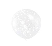 White Confetti Clear Latex Balloons (30cm) Pack of 6 - Transparent Premium Latex, Perfect for Parties & Celebrations