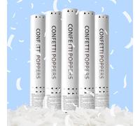 White Confetti Poppers,Rice Paper Water Soluble Confetti Cannon for Wedding,Biodegradable Confetti Poppers Air Powered For Engagement,Wedding,Birthday,Celebrations and New Years Eve(White 5pack)