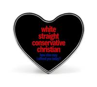 White Conservative Christian Heart Brooch Cute Badge Lapel Pins