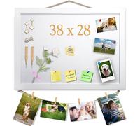 White Cork Notice Board with Felt, 38 x 28 cm, Small Display Board for Walls, Jewellery, Notes, Collections, Photos, Office, White Wooden Frame & Felt, Pack of 1. DE