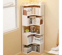White Corner Bookshelf - Slim Free Standing Multi-Layer Wooden Display Shelf for Small Spaces, Perfect Storage Solution for Bedroom, Living Room, Game Room, Office Organization
