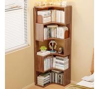 White Corner Bookshelf - Slim Multi-Layer Wooden Display Shelf for Small Spaces, Free Standing Bookcase - Perfect Storage Solution for Game Room, Bedroom, Living Room