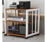 White Corner with Audio Support3Tier Multimedia Stand for DVD Player & Amplifier Adjustable Shelves Oak FinishPerfect for Entertainment Center